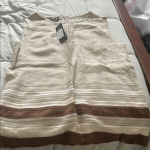 Lafayette 148 New York Beige and Brown A-Line blouse